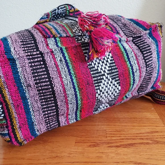 Handcrafted Colorful Striped Boho Women's Shoulder Bag - Picture 11 of 15